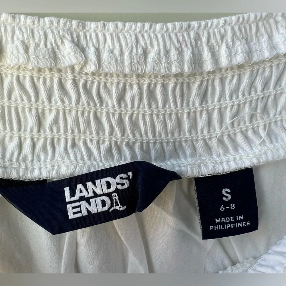 Lands’ End - NWT - White Women's Top - S & M - Smocked Sq Neck - Short Sleeve - Picture 4 of 10